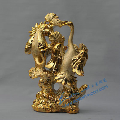 吉祥鶴 陶瓷鍍金家居工藝品，工廠直銷的高端節日禮品